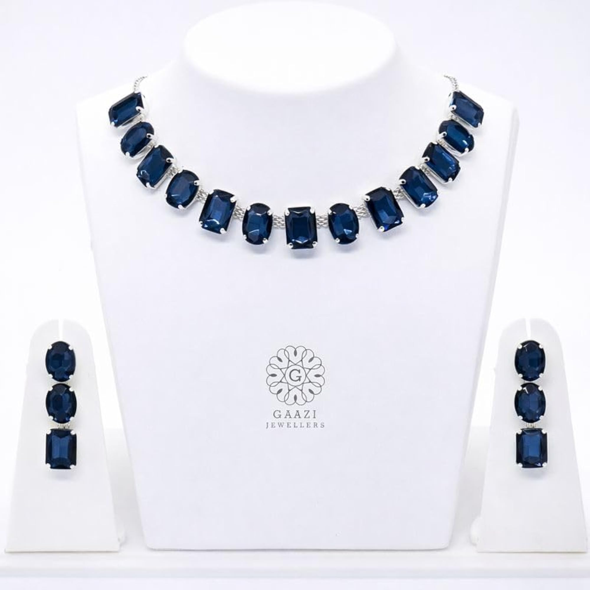 Women's Navy Blue Crystal Jewellery Set, Elegant Gift